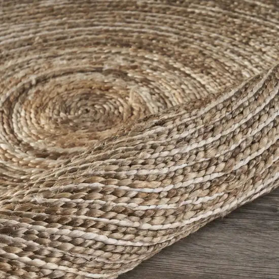 8' Round Natural Coiled Area Rug Photo 6