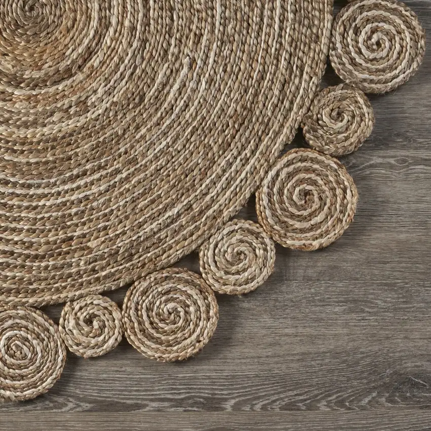 8' Round Natural Coiled Area Rug Photo 7