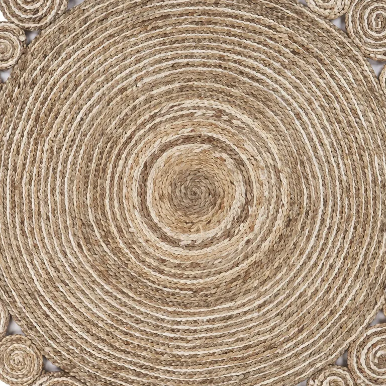 8' Round Natural Coiled Area Rug Photo 2
