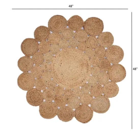 4' Round Natural Tan Orbital Area Rug Photo 3