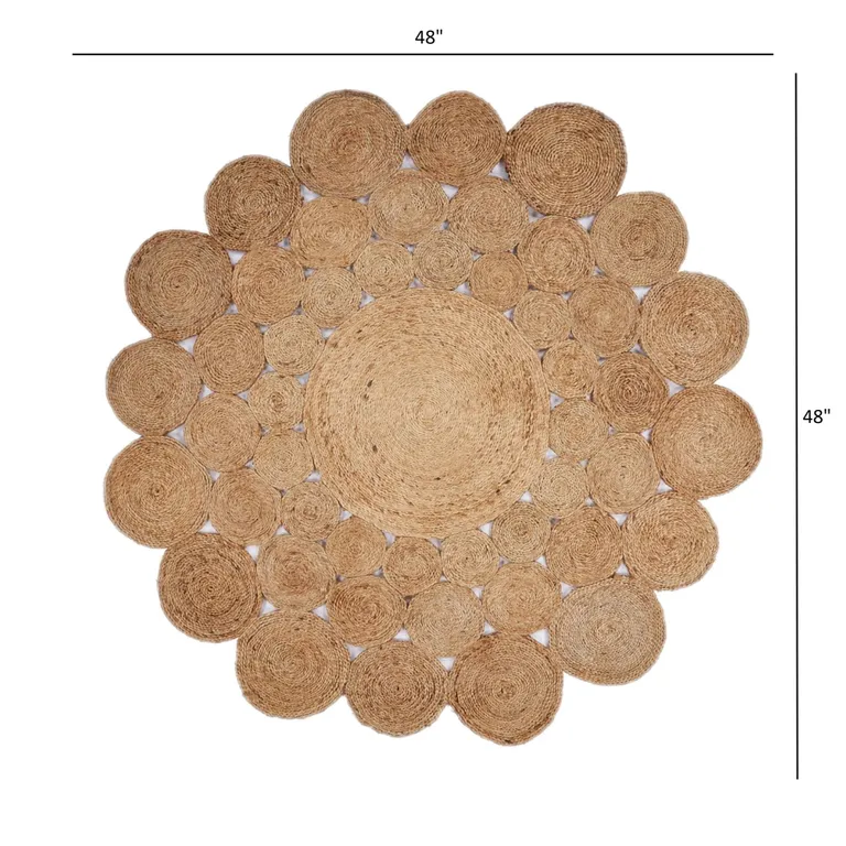 4' Round Natural Tan Orbital Area Rug Photo 3