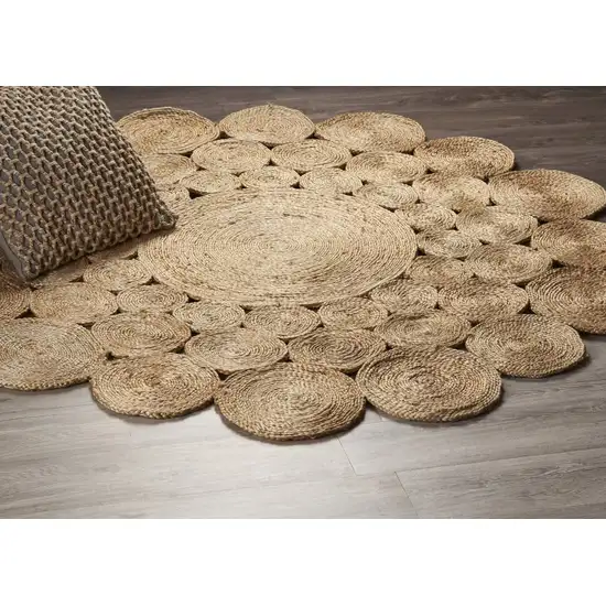 4' Round Natural Tan Orbital Area Rug Photo 8