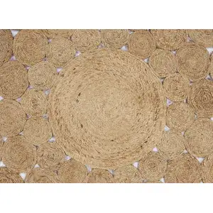 Photo of 4' Round Natural Tan Orbital Area Rug