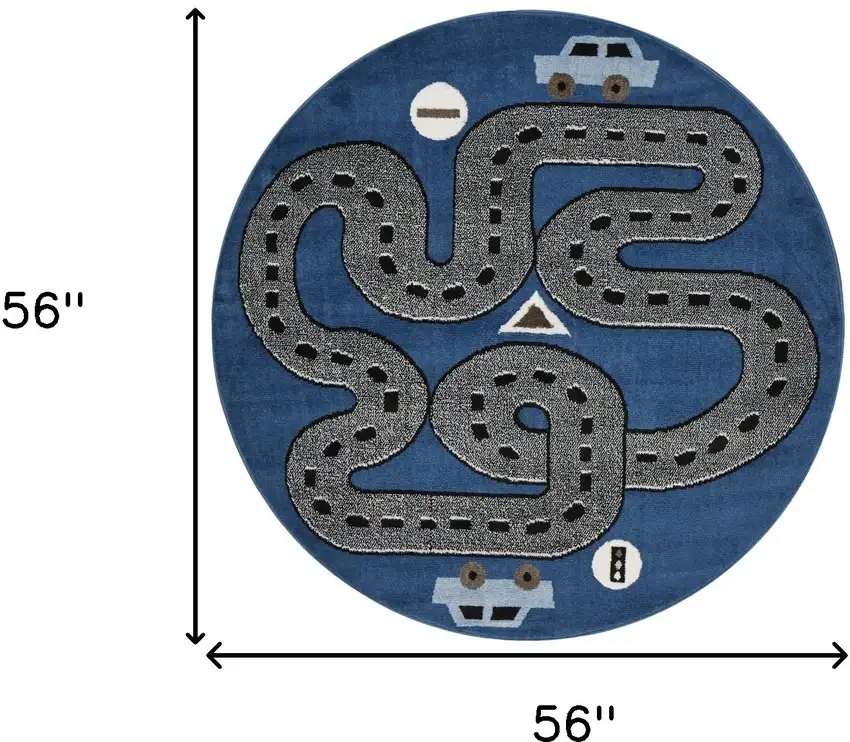 Navy Imaginative Racetrack Area Rug Photo 3