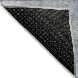 Photo of 8' Round Navy and Gray Round Ombre Washable Non Skid Indoor Outdoor Area Rug