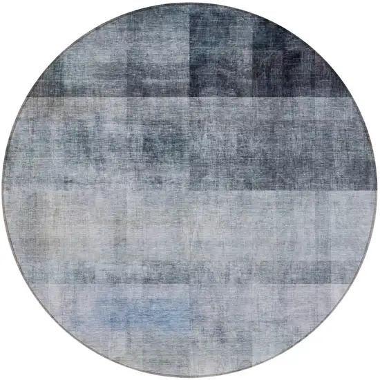 Navy and Gray Round Ombre Washable Non Skid Indoor Outdoor Area Rug Photo 4
