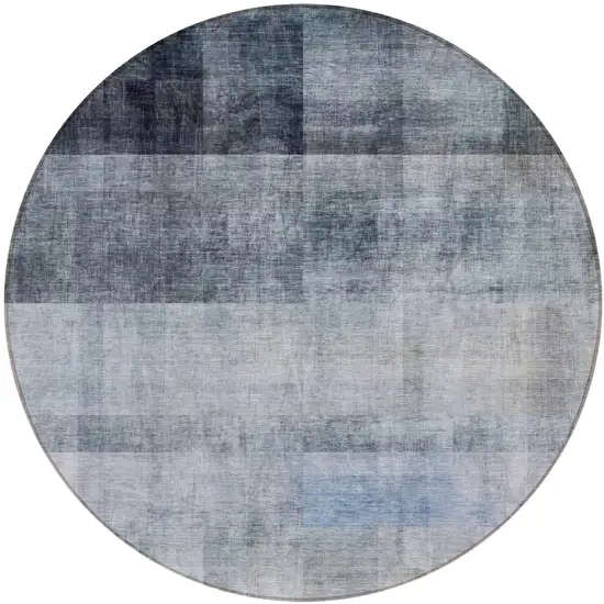 Navy and Gray Round Ombre Washable Non Skid Indoor Outdoor Area Rug Photo 2