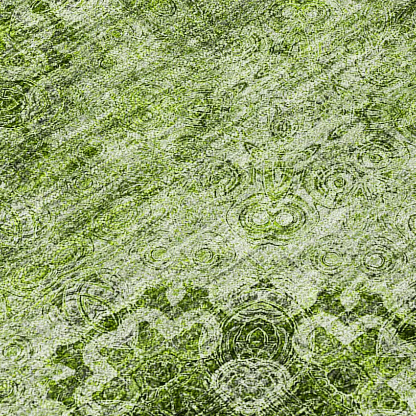Olive Green Round Floral Medallion Washable Non Skid Indoor Outdoor Area Rug Photo 8
