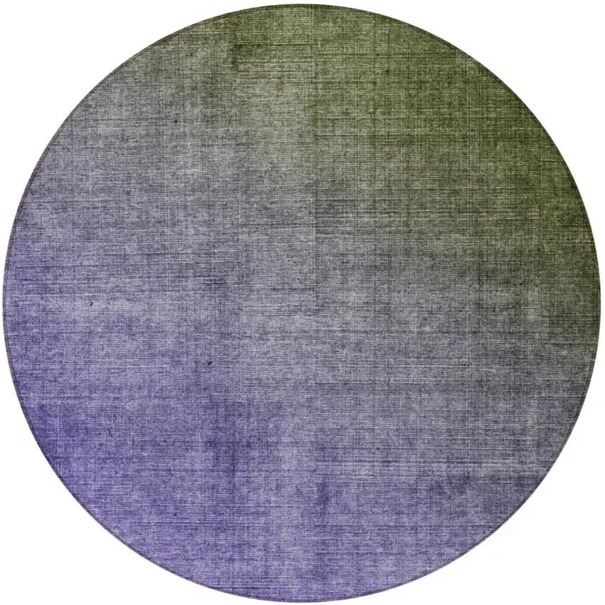 Olive Green and Purple Round Ombre Washable Non Skid Indoor Outdoor Area Rug Photo 5