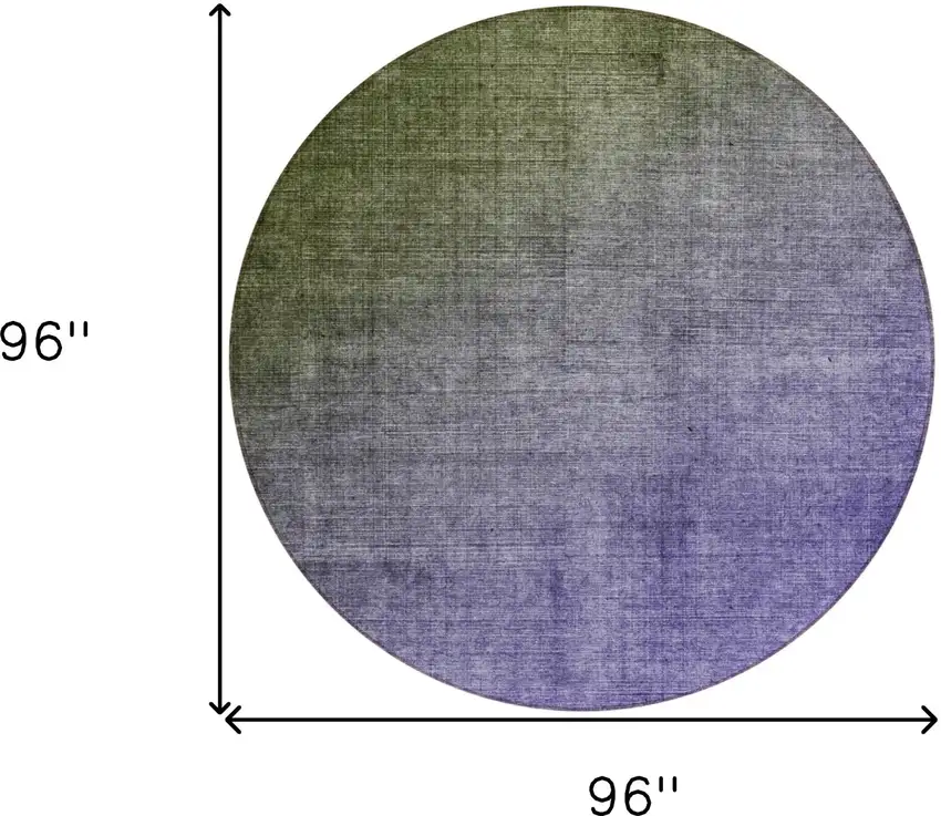 Olive Green and Purple Round Ombre Washable Non Skid Indoor Outdoor Area Rug Photo 3