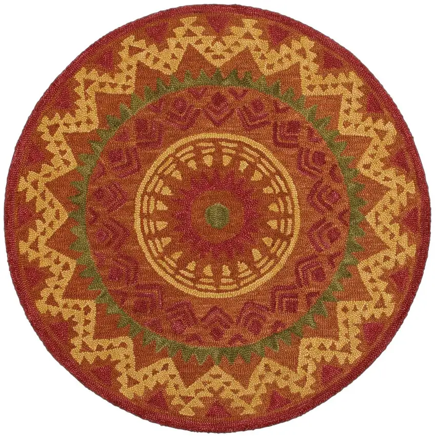 4' Round Orange Decorative Area Rug Photo 11