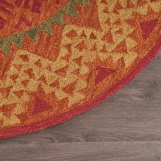 4' Round Orange Decorative Area Rug Photo 6