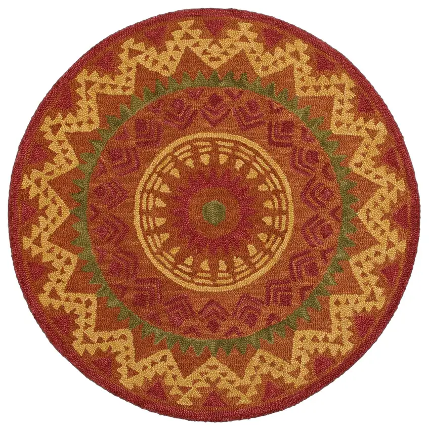 4' Round Orange Decorative Area Rug Photo 1