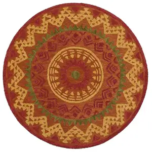 Photo of 4' Round Orange Decorative Area Rug