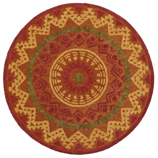 4' Round Orange Decorative Area Rug Photo 1