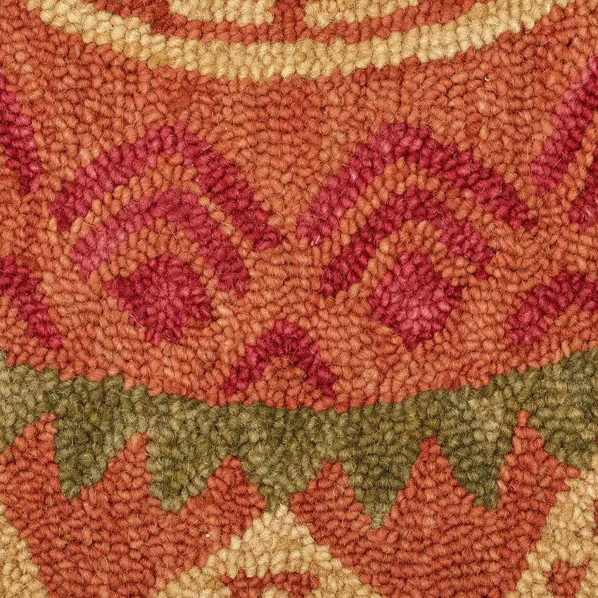 4' Round Orange Decorative Area Rug Photo 2