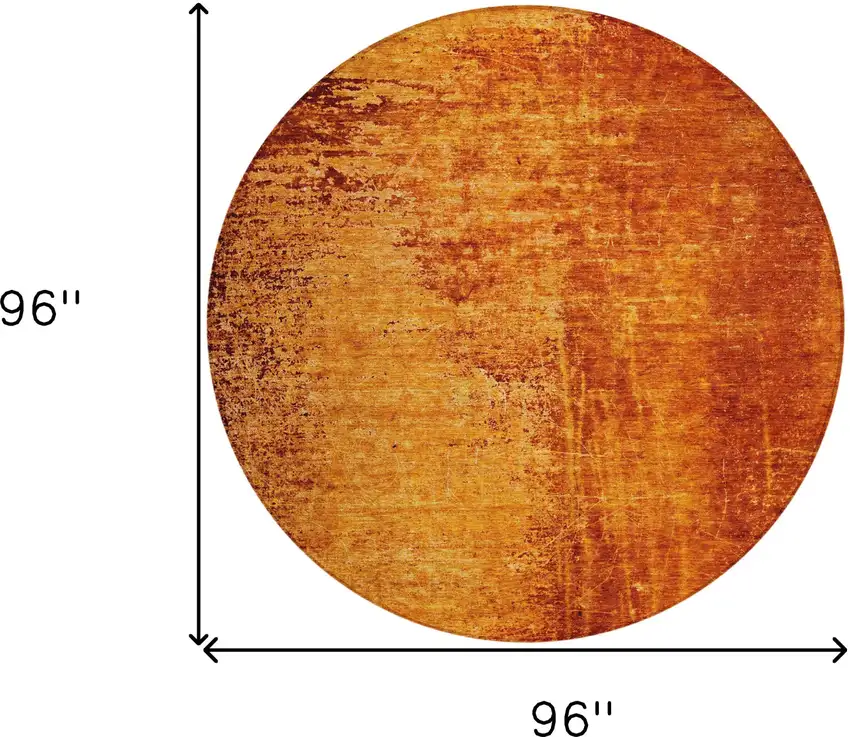 Orange Round Abstract Washable Non Skid Indoor Outdoor Area Rug Photo 3