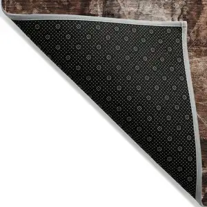 Photo of 8' Round Orange Round Floral Washable Non Skid Indoor Outdoor Area Rug