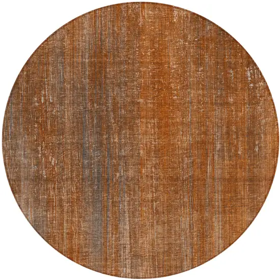 Orange Round Striped Washable Non Skid Indoor Outdoor Area Rug Photo 2