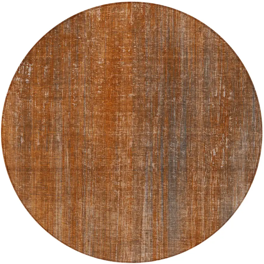 Orange Round Striped Washable Non Skid Indoor Outdoor Area Rug Photo 4