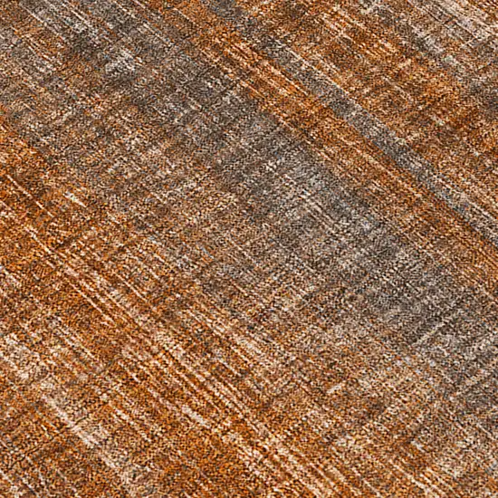 Orange Round Striped Washable Non Skid Indoor Outdoor Area Rug Photo 8