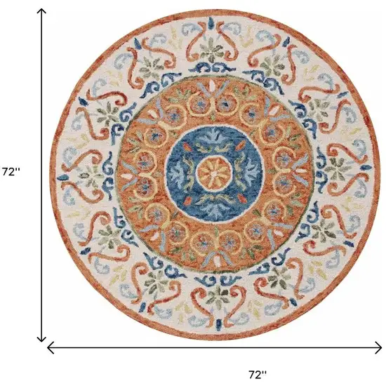 Orange Traditional Medallion Area Rug Photo 3