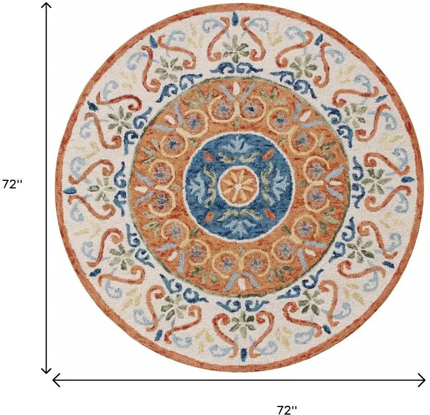 Orange Traditional Medallion Area Rug Photo 3