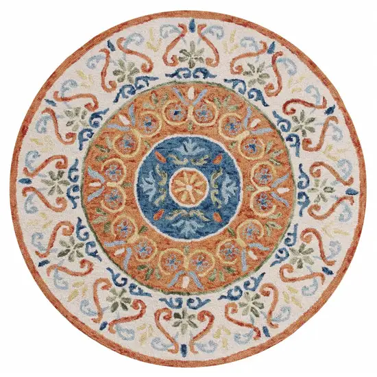 Orange Traditional Medallion Area Rug Photo 8