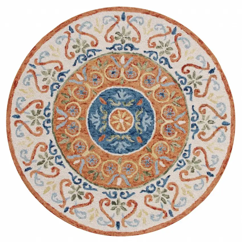Orange Traditional Medallion Area Rug Photo 8