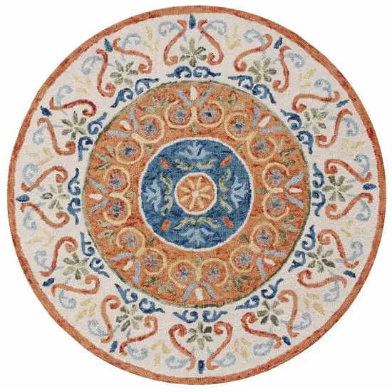 Orange Traditional Medallion Area Rug Photo 7