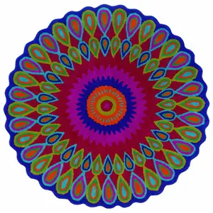 Photo of 5' Round Pink Floral Edged Area Rug