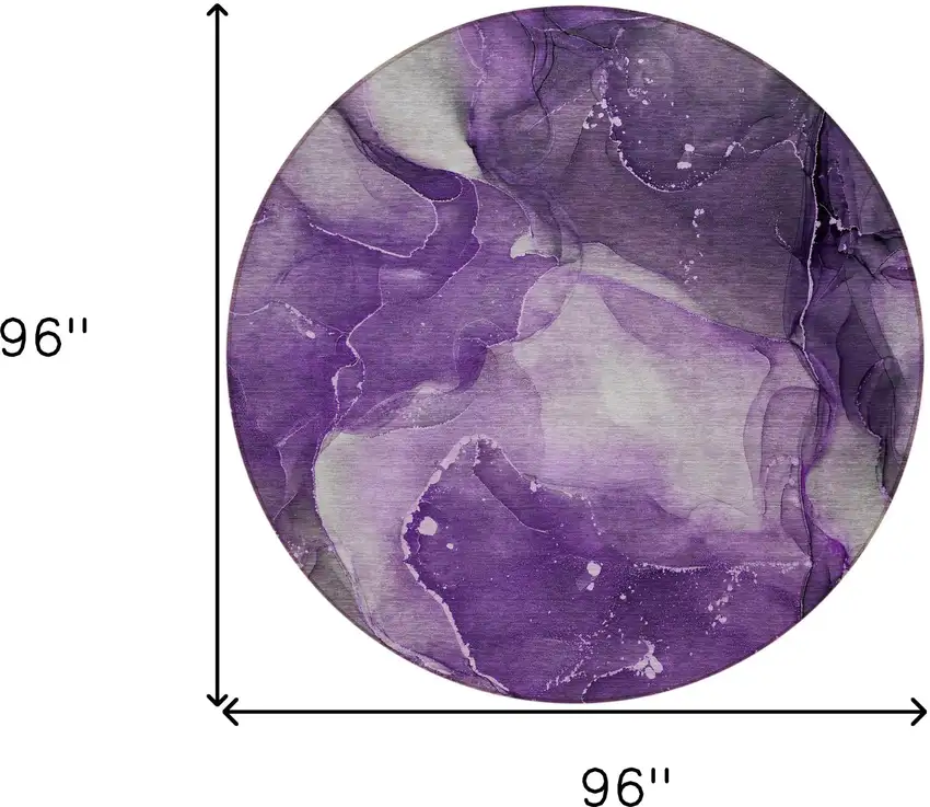 Purple Round Abstract Washable Non Skid Indoor Outdoor Area Rug Photo 3
