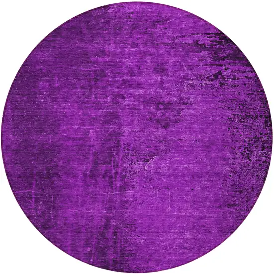 Purple Round Abstract Washable Non Skid Indoor Outdoor Area Rug Photo 4