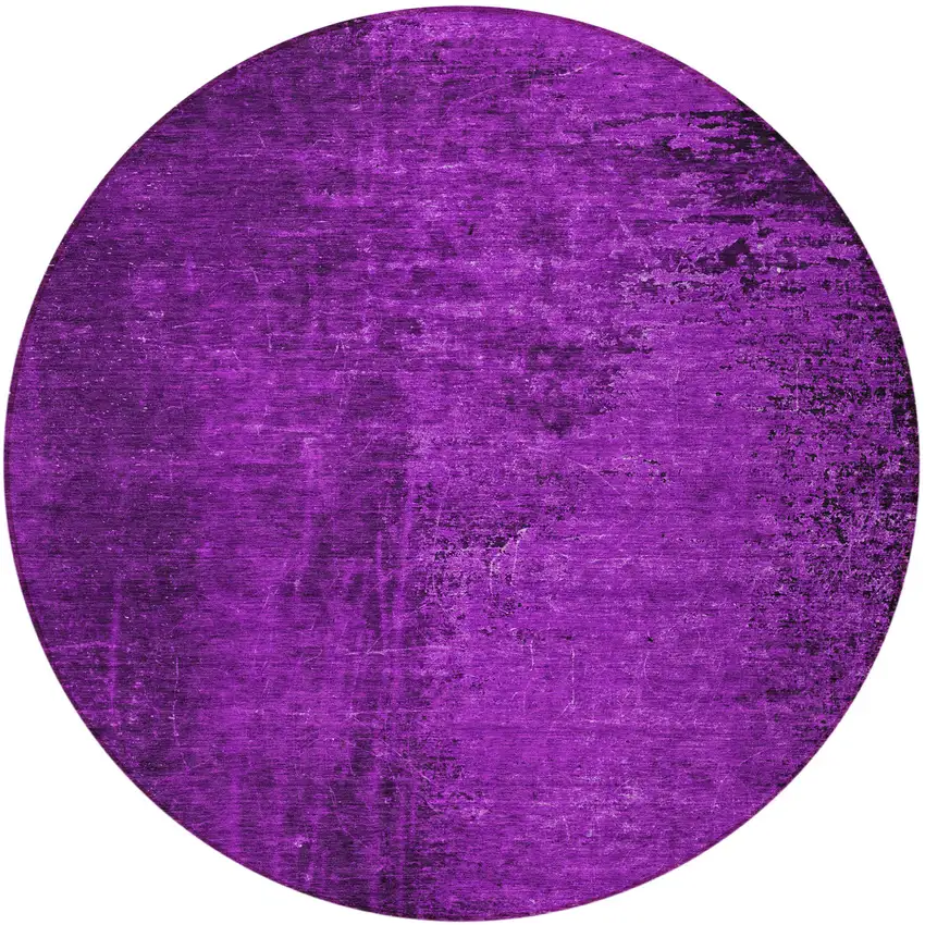 Purple Round Abstract Washable Non Skid Indoor Outdoor Area Rug Photo 4