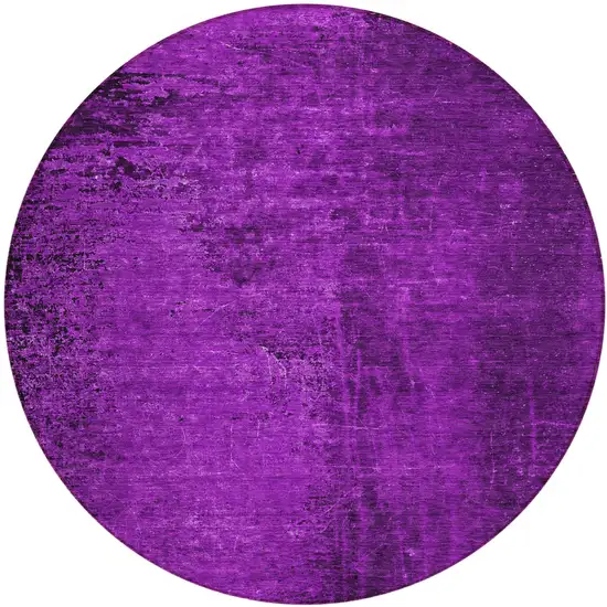Purple Round Abstract Washable Non Skid Indoor Outdoor Area Rug Photo 2