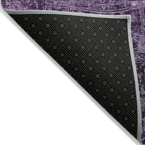 Photo of 8' Round Purple Round Abstract Washable Non Skid Indoor Outdoor Area Rug