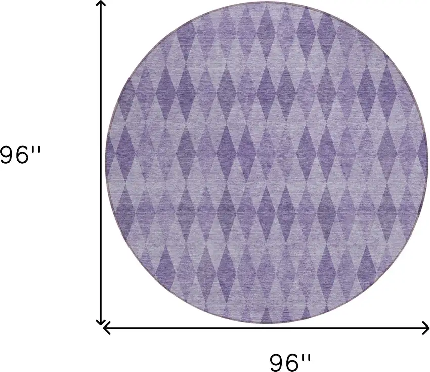 8' Round Purple Round Geometric Washable Non Skid Indoor Outdoor Area Rug Photo 3