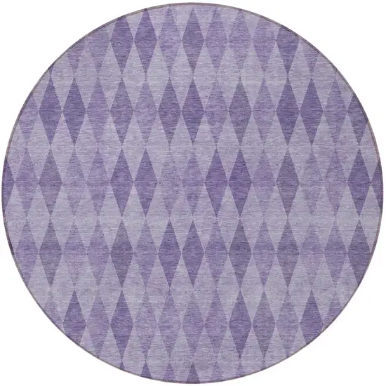 Purple Round Geometric Washable Non Skid Indoor Outdoor Area Rug Photo 4