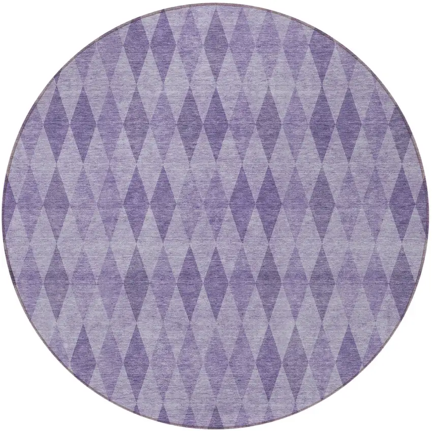 Purple Round Geometric Washable Non Skid Indoor Outdoor Area Rug Photo 4