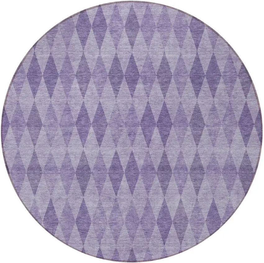 Purple Round Geometric Washable Non Skid Indoor Outdoor Area Rug Photo 4
