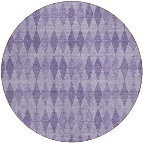 Purple Round Geometric Washable Non Skid Indoor Outdoor Area Rug Photo 2
