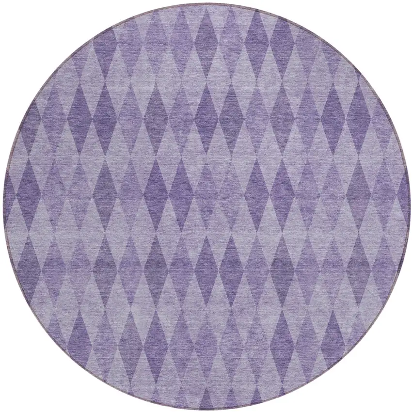 Purple Round Geometric Washable Non Skid Indoor Outdoor Area Rug Photo 2