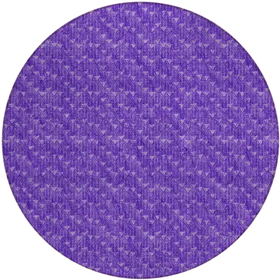 8' Round Purple Round Geometric Washable Non Skid Indoor Outdoor Area Rug Photo 2