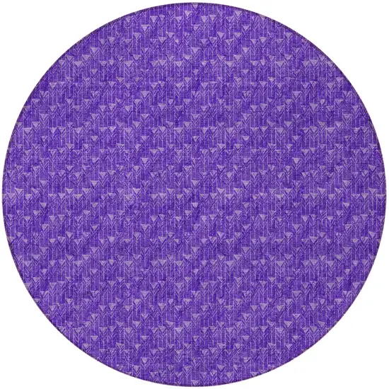 8' Round Purple Round Geometric Washable Non Skid Indoor Outdoor Area Rug Photo 4