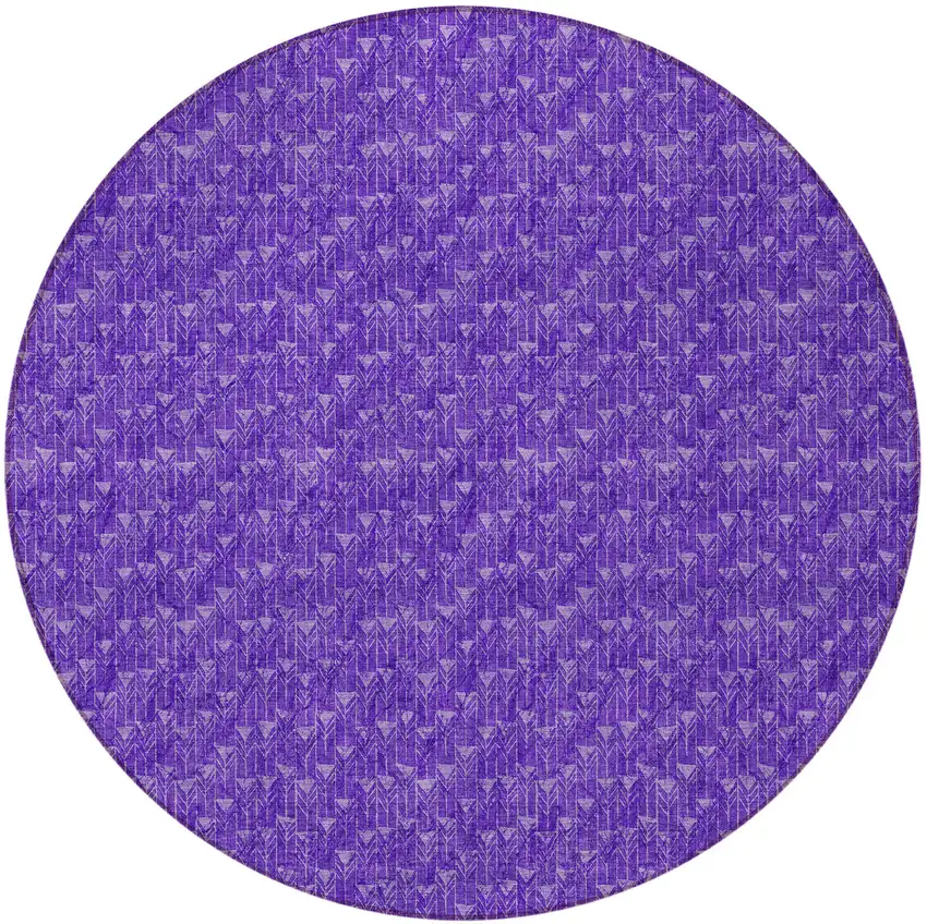 8' Round Purple Round Geometric Washable Non Skid Indoor Outdoor Area Rug Photo 4