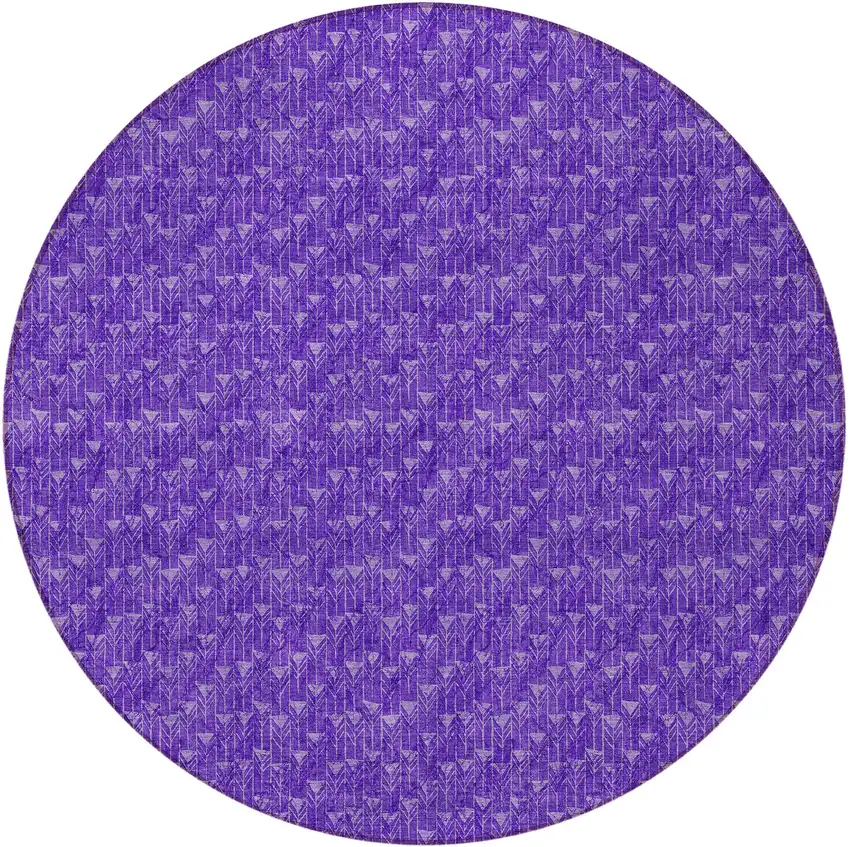 8' Round Purple Round Geometric Washable Non Skid Indoor Outdoor Area Rug Photo 4