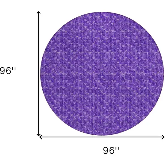 8' Round Purple Round Geometric Washable Non Skid Indoor Outdoor Area Rug Photo 3