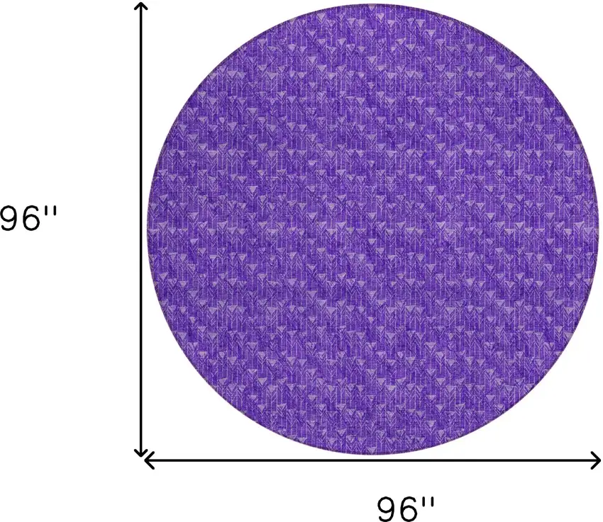 8' Round Purple Round Geometric Washable Non Skid Indoor Outdoor Area Rug Photo 3