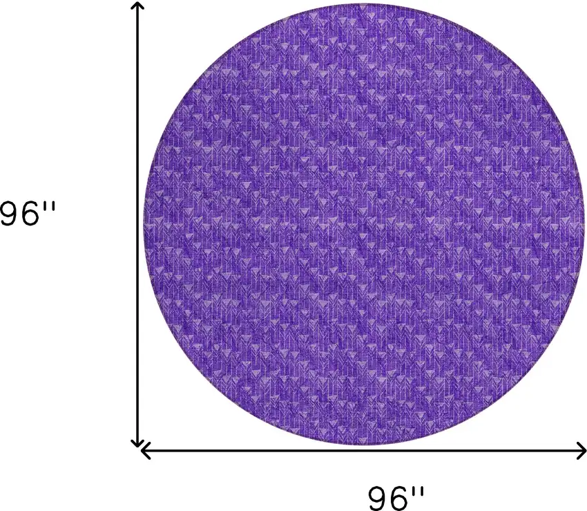 8' Round Purple Round Geometric Washable Non Skid Indoor Outdoor Area Rug Photo 3