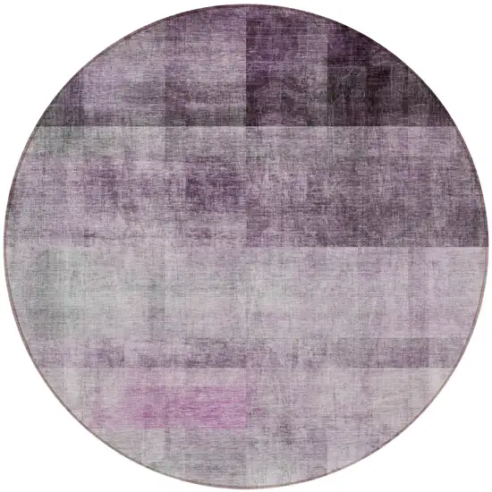 8' Round Purple Round Ombre Washable Non Skid Indoor Outdoor Area Rug Photo 5